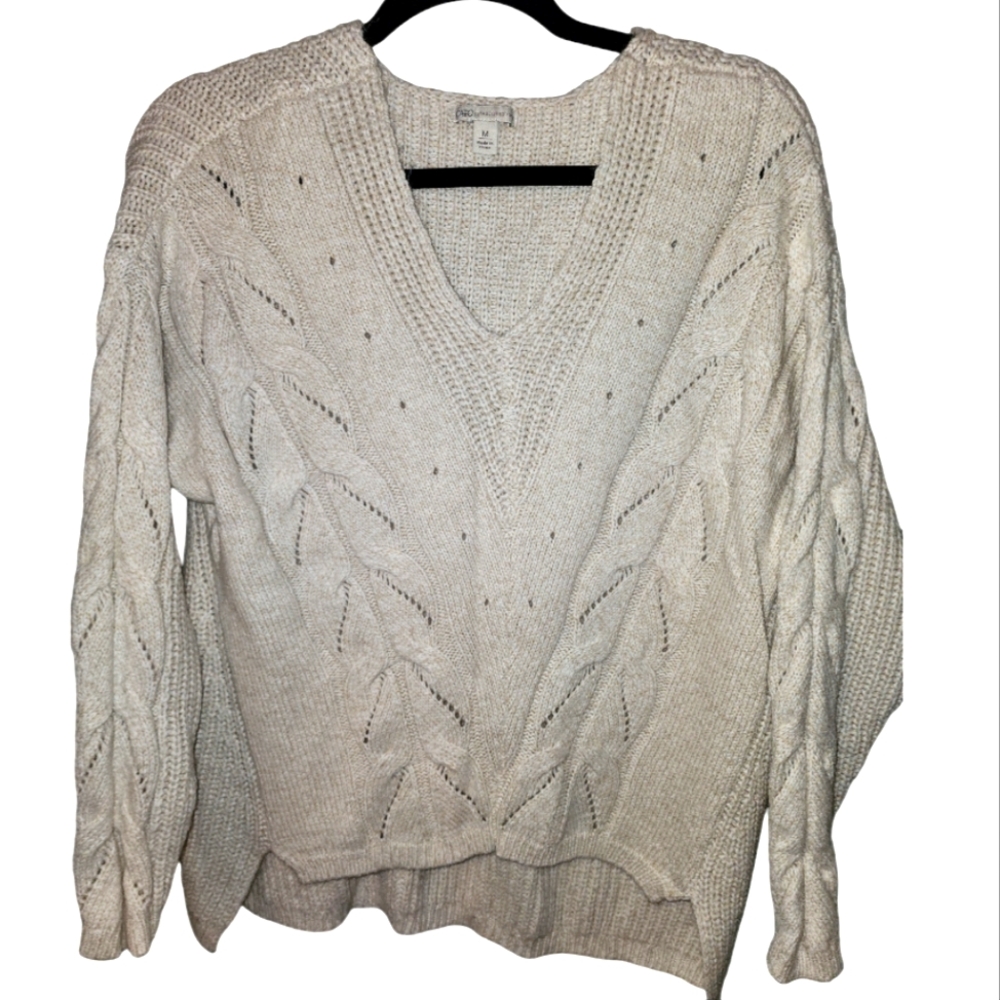 Cream v neck sweater